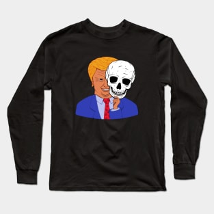 Scary Trump with Halloween Skeleton Mask Long Sleeve T-Shirt